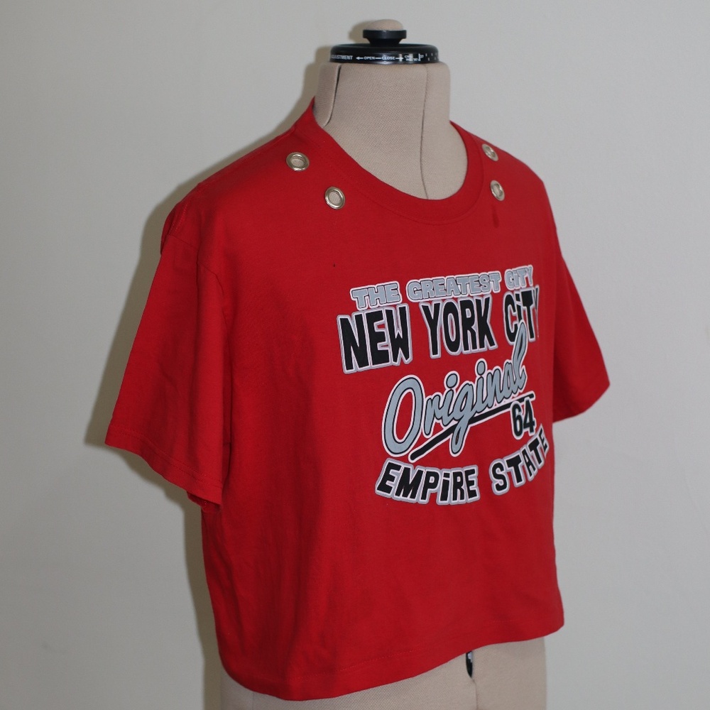 Upcycled Vintage NYC Original Crop Top with Grommet Details